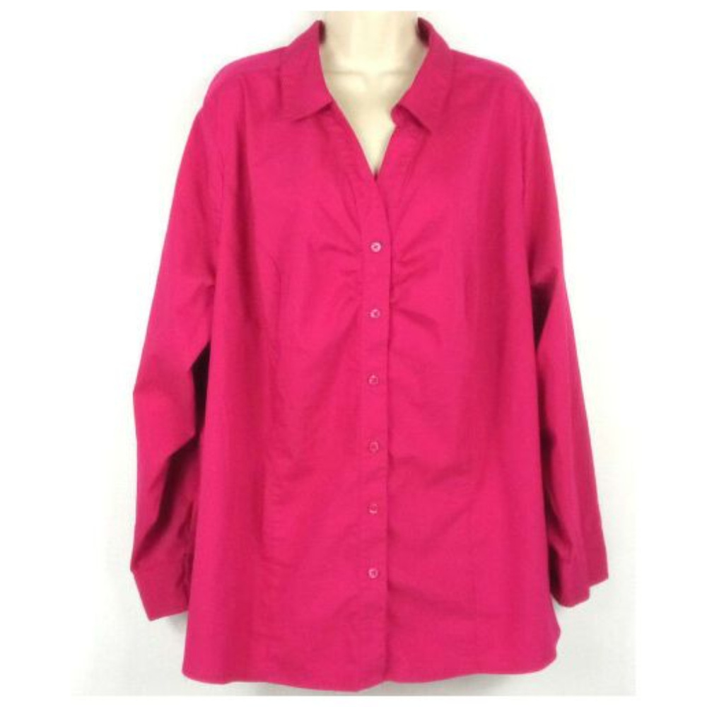 Lane Bryant Size 28 Hot Pink Button Down Blouse